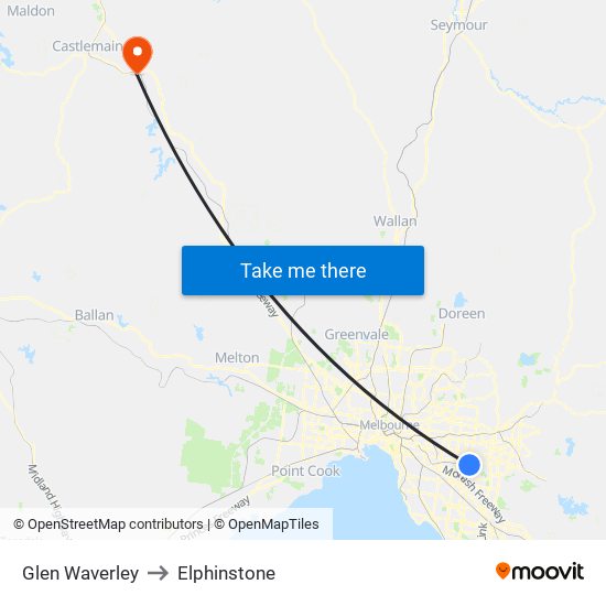 Glen Waverley to Elphinstone map