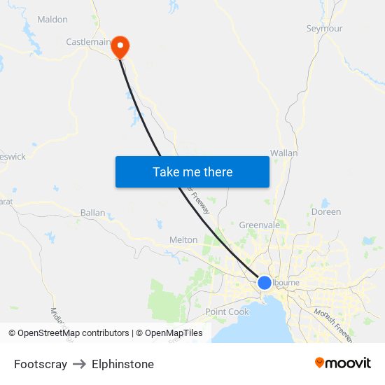 Footscray to Elphinstone map