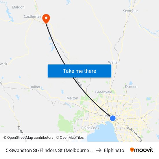 5-Swanston St/Flinders St (Melbourne City) to Elphinstone map