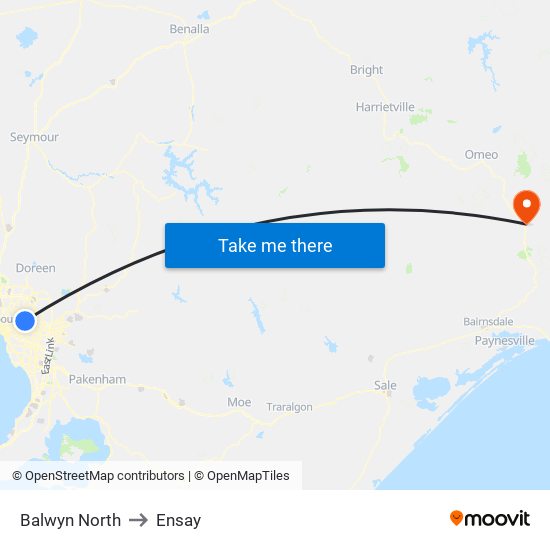 Balwyn North to Ensay map