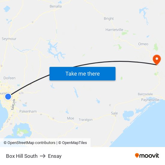 Box Hill South to Ensay map