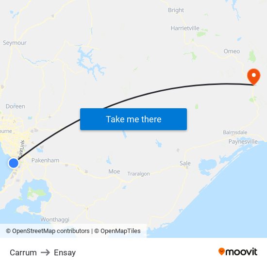 Carrum to Ensay map