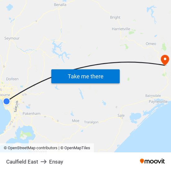 Caulfield East to Ensay map