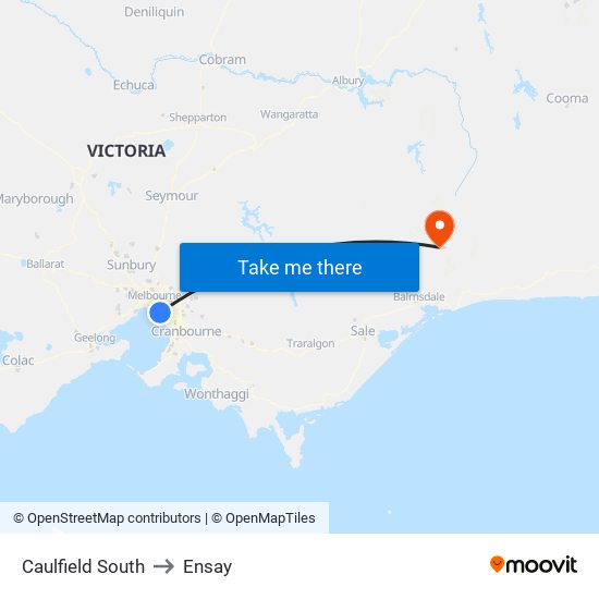 Caulfield South to Ensay map