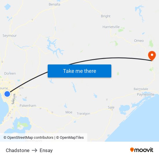 Chadstone to Ensay map