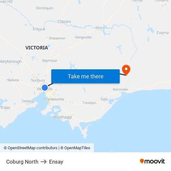 Coburg North to Ensay map