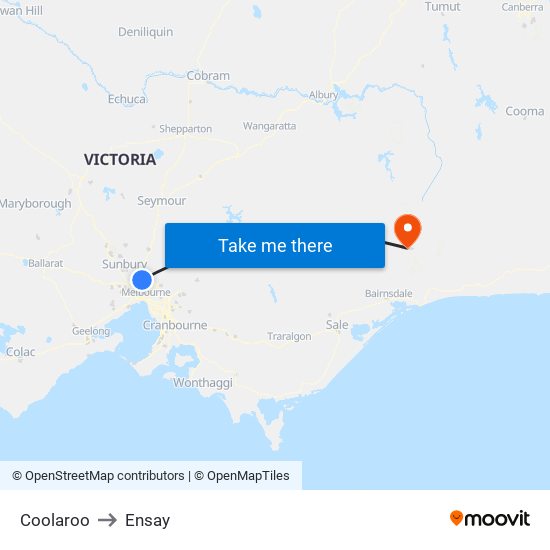 Coolaroo to Ensay map