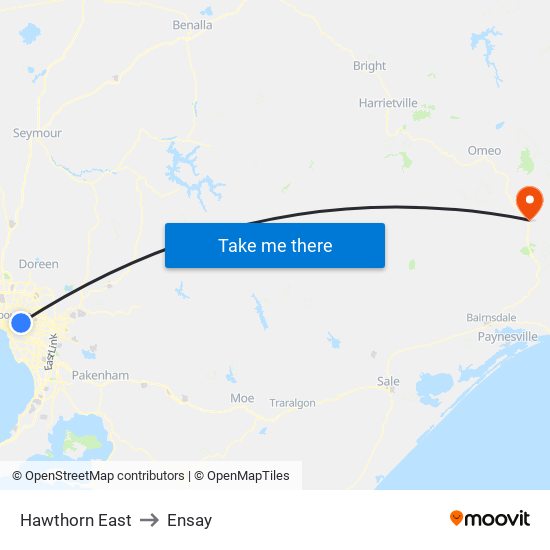 Hawthorn East to Ensay map