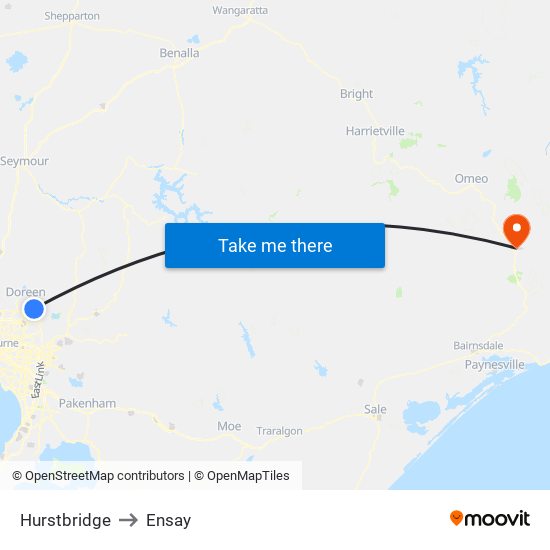 Hurstbridge to Ensay map