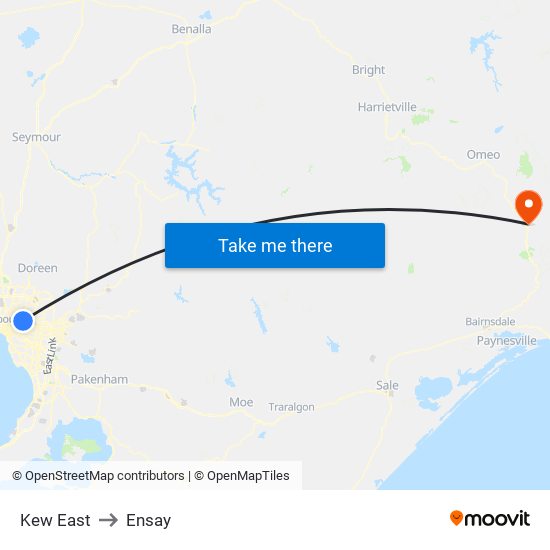 Kew East to Ensay map