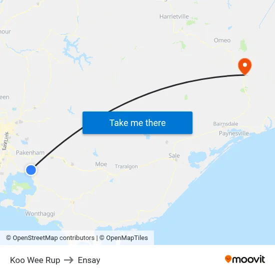Koo Wee Rup to Ensay map