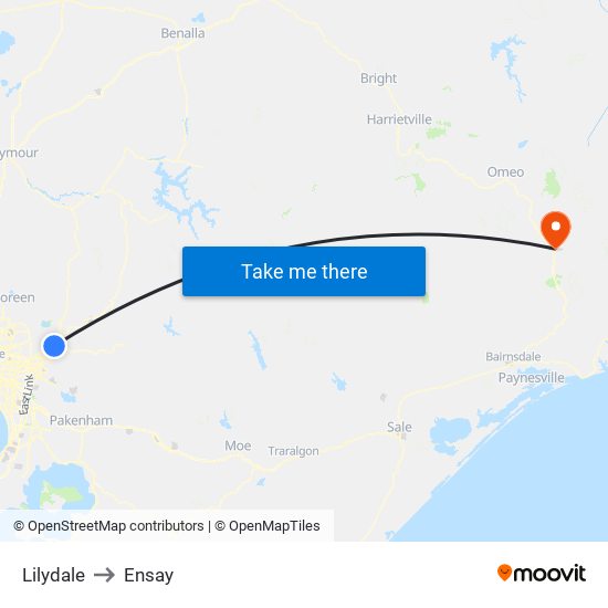 Lilydale to Ensay map