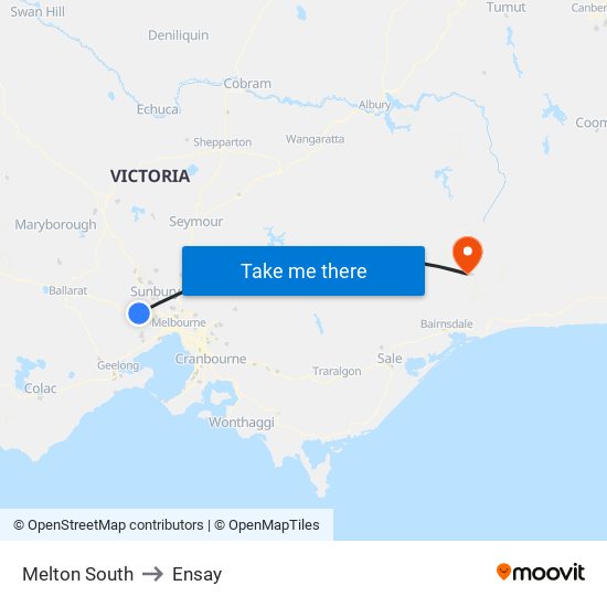 Melton South to Ensay map