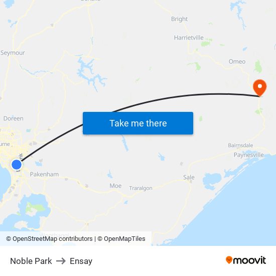 Noble Park to Ensay map