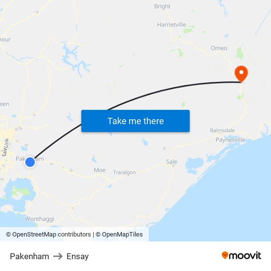 Pakenham to Ensay map