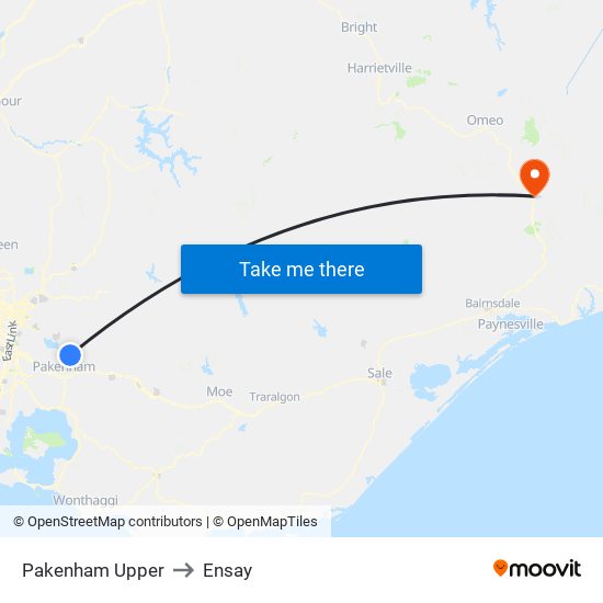 Pakenham Upper to Ensay map