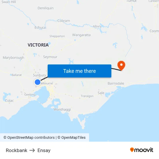Rockbank to Ensay map