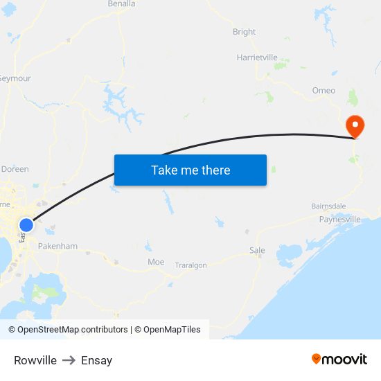 Rowville to Ensay map