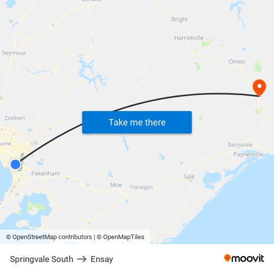 Springvale South to Ensay map