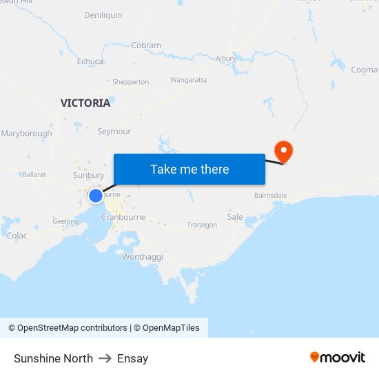 Sunshine North to Ensay map