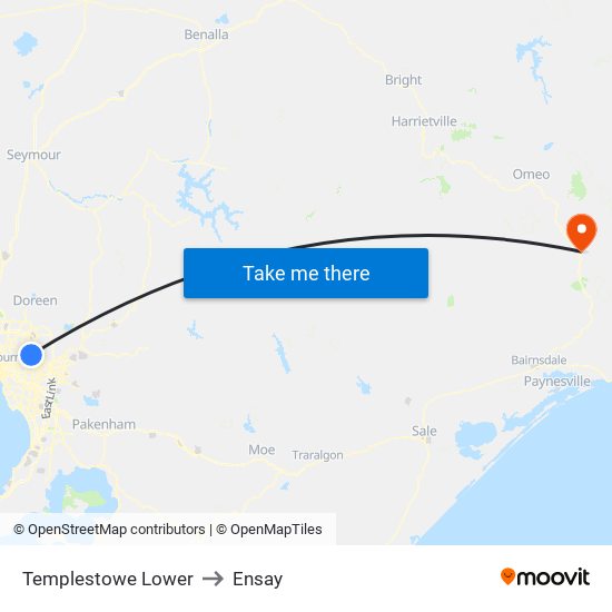 Templestowe Lower to Ensay map