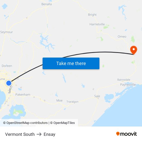 Vermont South to Ensay map