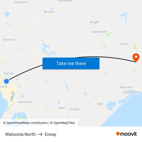 Watsonia North to Ensay map