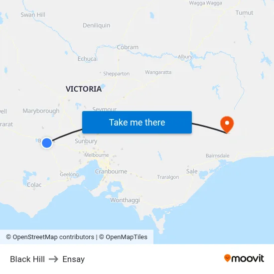 Black Hill to Ensay map