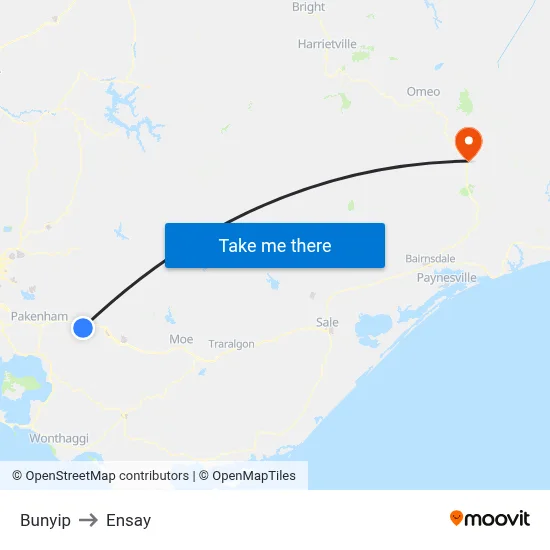 Bunyip to Ensay map