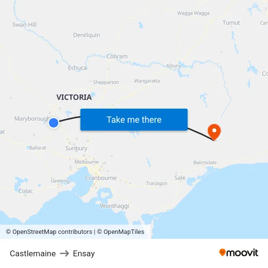 Castlemaine to Ensay map