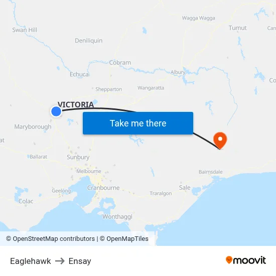 Eaglehawk to Ensay map