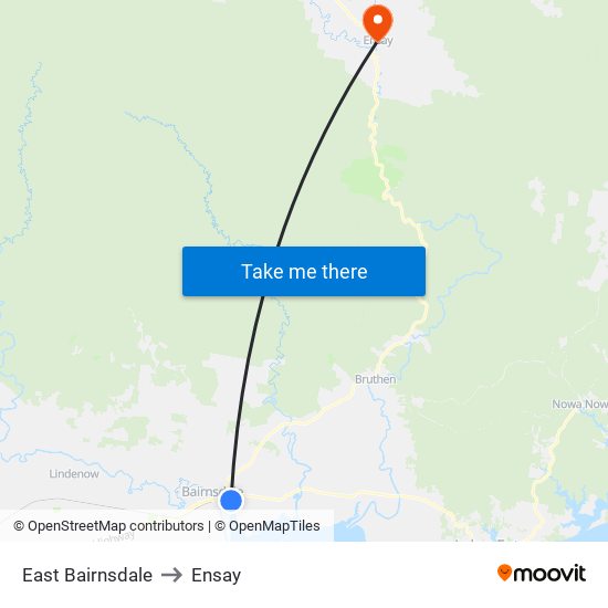 East Bairnsdale to Ensay map