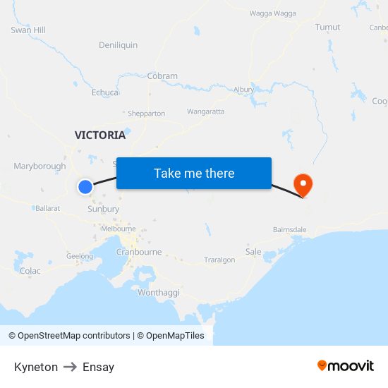 Kyneton to Ensay map