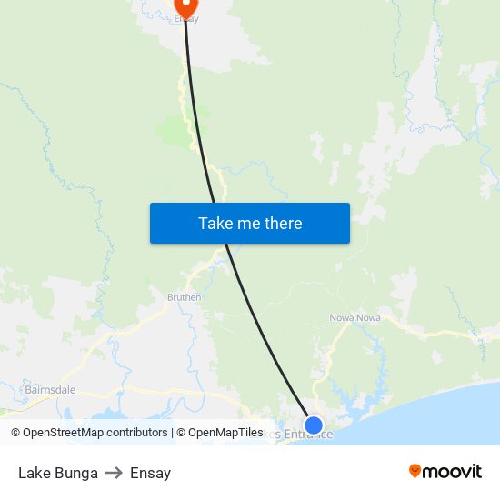 Lake Bunga to Ensay map