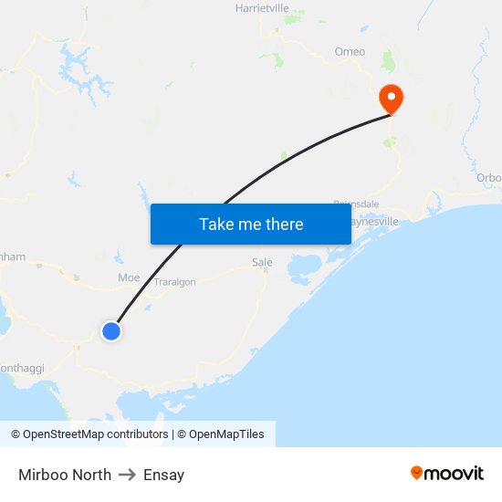 Mirboo North to Ensay map