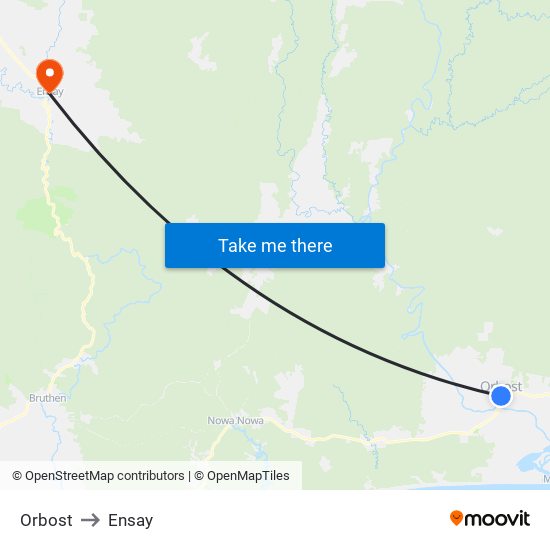 Orbost to Ensay map