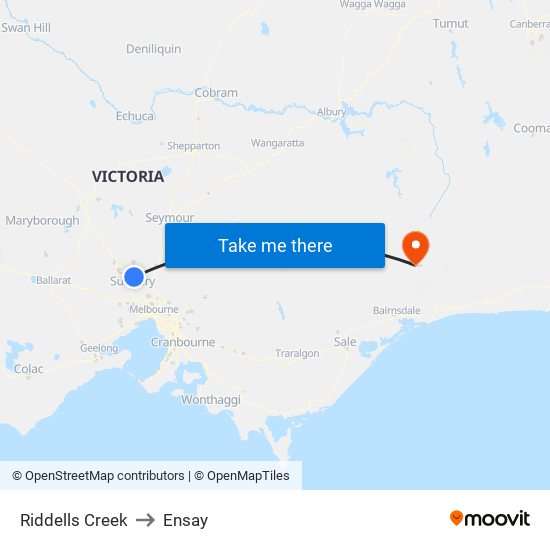 Riddells Creek to Ensay map