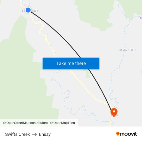 Swifts Creek to Ensay map