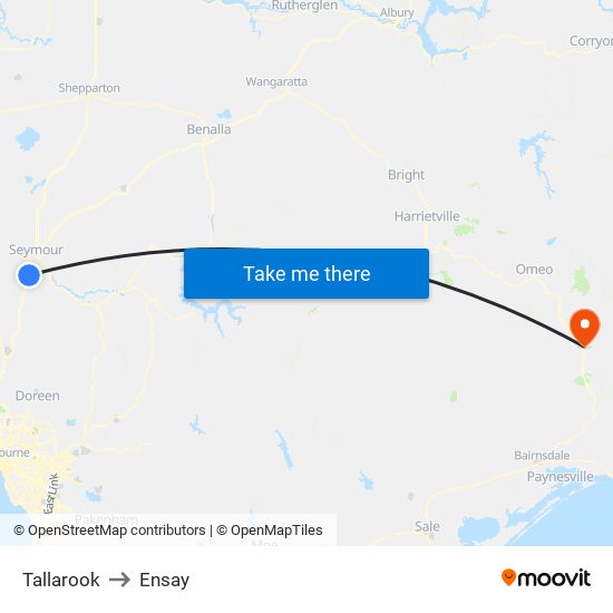 Tallarook to Ensay map