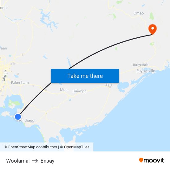 Woolamai to Ensay map