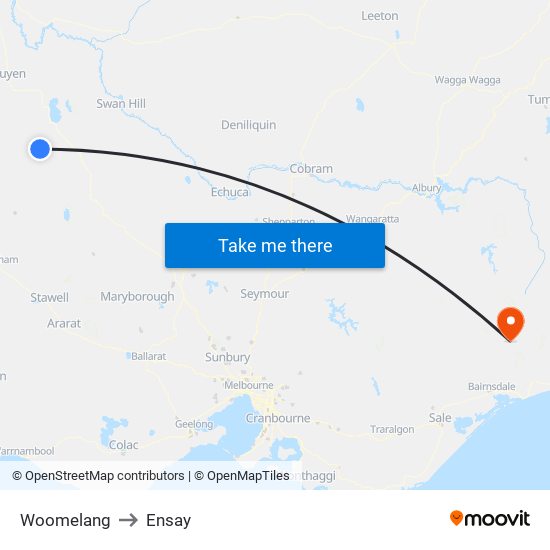 Woomelang to Ensay map
