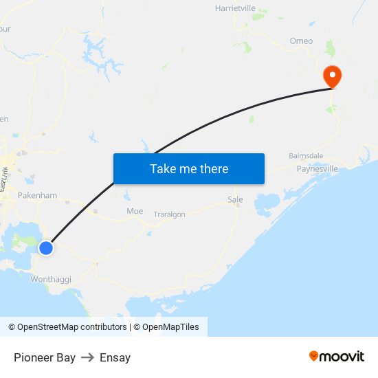 Pioneer Bay to Ensay map