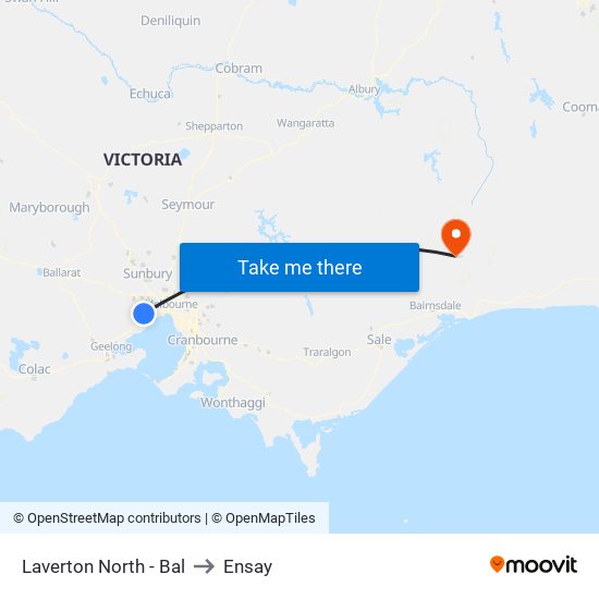 Laverton North - Bal to Ensay map