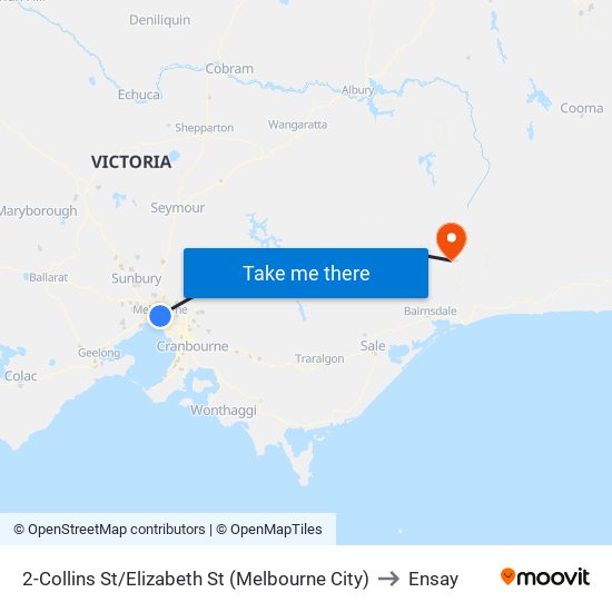2-Collins St/Elizabeth St (Melbourne City) to Ensay map