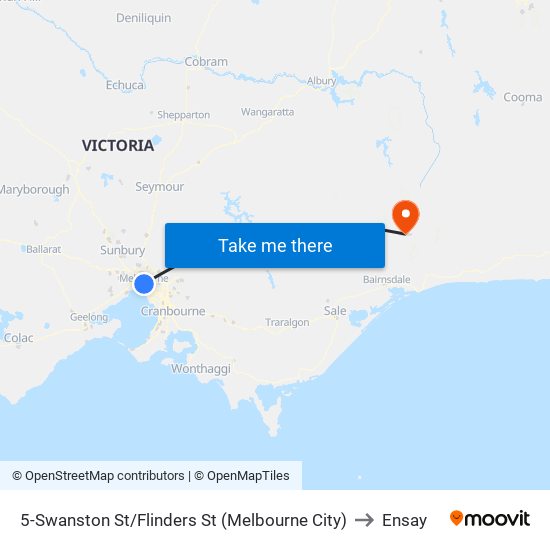 5-Swanston St/Flinders St (Melbourne City) to Ensay map