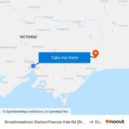 Broadmeadows Station/Pascoe Vale Rd (Broadmeadows) to Ensay map