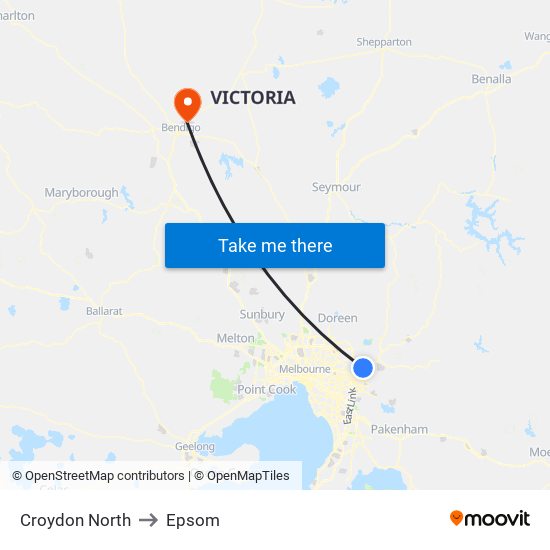 Croydon North to Epsom map