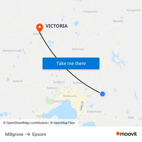 Millgrove to Epsom map