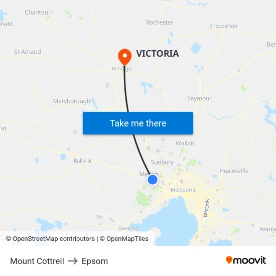 Mount Cottrell to Epsom map