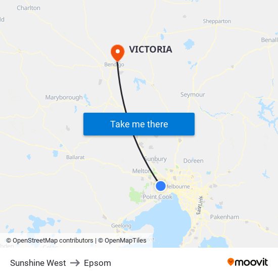 Sunshine West to Epsom map